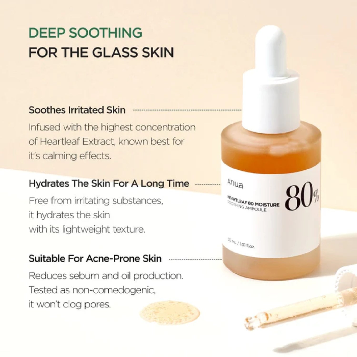 ANUA® Heartleaf 80% Moisture Soothing Ampoule (30ml)